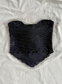 Soleia Sexy Lace-Up Textured Fabric Cropped Tank Top