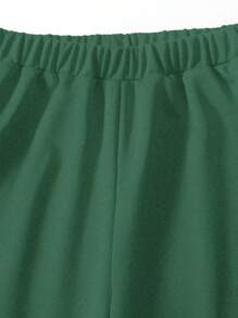 2 件青少年女孩休闲街头服饰套装 - 露肩运动衫和运动裤