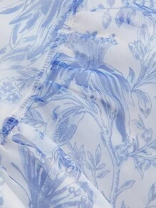 SHEIN MOD Blue And White Floral Print Vintage Gorgeous Romantic 2-In-1 Dress With Removable Multi-Tiered Cake Skirt - Palace Style Formal Dress,Valentines Clothes,Beach Outfits For Woman,Birthday Outfits For Women,Wedding Guest Dress Women,Rave Outfits Festival