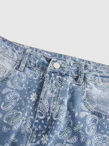 ROMWE MEN Street Life Jeans de mezclilla casuales con botones delanteros y bolsillo simple para hombres