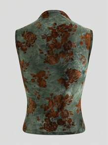 SHEIN Clasi Blusa de tirantes casual con cuello en V y estampado floral para mujer