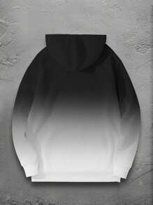 Manfinity Dauomo Men's Letter Print Drawstring Hooded Pullover Sweatshirt - Multicolor - View 2