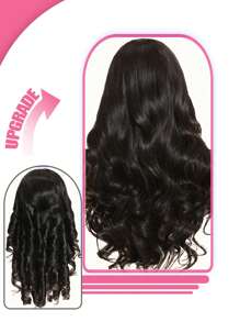 透明蕾絲小波浪 T型蕾絲前假髮人類頭髮蕾絲額葉閉合假髮帶前嬰兒頭髮預先拔毛自然髮際線假髮自然黑色顏色 - Natural Black - 查看 7