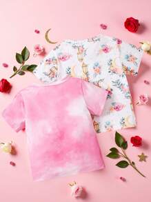 SHEIN White,Summer,Family Matching Casual Home Wear - Pink - View 2