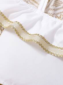 Baby Girl Clothing Golden Floral Print Camisole Shoulder Top And Skirt Elegant Summer Suit - Multicolor - View 7