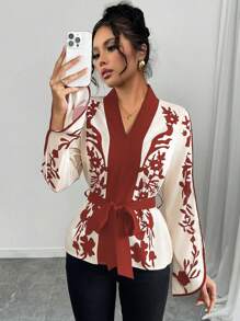 Chiquease Women's Elegant Blouse, Minimalist Fashion For Casual Everyday Wear - Red - View 5