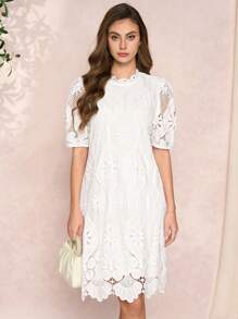 SHEIN Clasi Women's Lace Elegant Short Dress, Minimalist Stylish Casual Everyday Wear