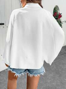 SHEIN LUNE Loose Bat Wing Women's Shirt, Minimalist & Fashionable Casual Everyday Wear - White - View 2