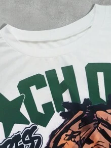 Manfinity Dauomo 男士字母与人物印花圆领短袖休闲 T 恤