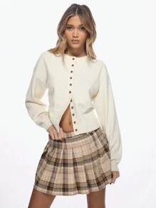 MISSGUIDED 学院风百褶迷你裙校服风格经典网球溜冰裙高腰秋冬格子常规版型格子图案