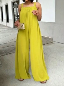 1 Stück Damen Jumpsuit Einfarbig, lässig und luftig