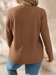 SHEIN LUNE Plus Size Casual Fitted Knit Women T-Shirt, Minimalist Fashion For Everyday Wear