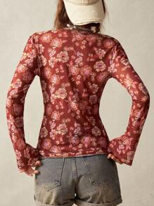 Bohemela Áo kiểu nữ cổ chữ V tay loe dệt kim ren phong cách Boho cổ điển, thích hợp cho kỳ nghỉ, kiểu dáng đơn giản, thời trang thường ngày. - màu nâu - Xem 8