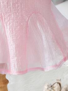 SHEIN Baby Girl Button Design Sweet Han-Style Princess Dress, Spring/Summer