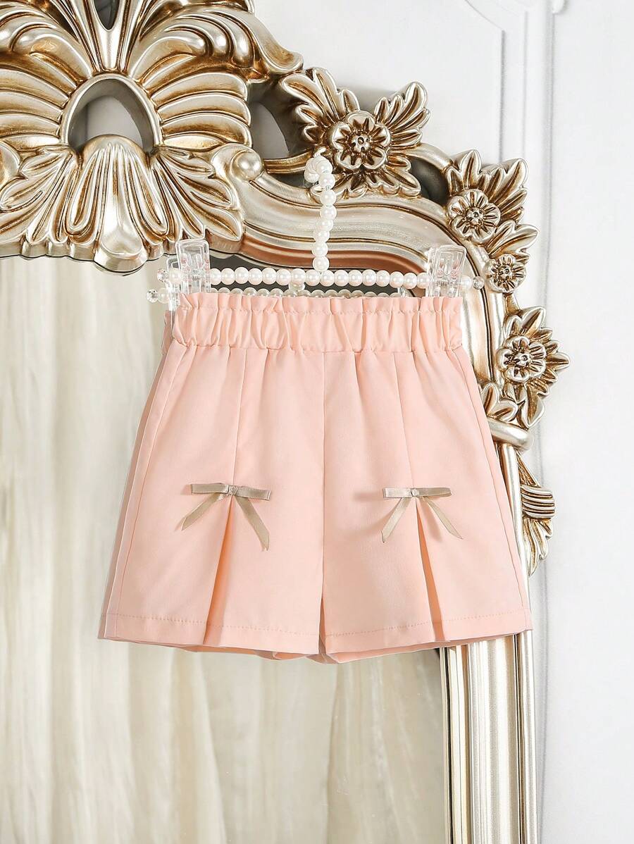 Baby Girls Korean Style Cute Pleated Bow Shorts, Summer