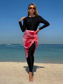 Swim Shayni Traje de baño para mujer de estilo medio oriental para Primavera, conjunto de cubierta con manga larga y pantalón conservador, unicolor negro de natación modesta, burkini árabe - Multicolor - Ver 4
