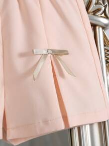 Baby Girls Korean Style Cute Pleated Bow Shorts, Summer