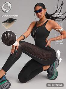 Innovista Women Activewear Backless Sports Jumpsuit, Breathable Mesh Cut Out & High Elastic Dry Fit Gym Jumpsuit, Butt-Lifting, Sculpting Shape Wear, Bodycon, Fitness Jumpsuit & Overall, Edgy & Unique Stylish Tracksuit, Yoga, Pilates, Running, Cardio, Strength, Cycle, Bike, Outdoor, Hike, Camping, Trail, Volleyball, Going Out, Dance, Athleisure, Music Festival, Party, Black, Spring, Valentine - Black - View 4