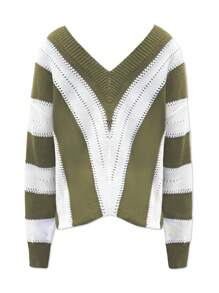 SHEIN LUNE Nuevo suéter suelto y sexy con cuello en V casual para mujer, otoño/invierno