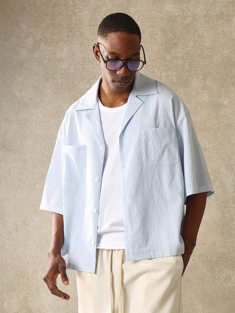 Boxy Fit Short Sleeve Button Down Shirt