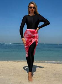 Swim Shayni Traje de baño para mujer de estilo medio oriental para Primavera, conjunto de cubierta con manga larga y pantalón conservador, unicolor negro de natación modesta, burkini árabe - Multicolor - Ver 3