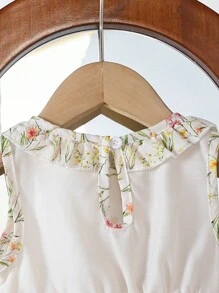 新款女婴春夏时尚花卉优雅田园风连衣裙，柔软面料，适合室内外穿着 - 彩色 - 查看 8