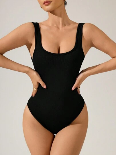 Easithlete 无缝运动瑜伽三角黑色紧身衣/垂直条纹设计/健身/户外跑步/高腰收腹