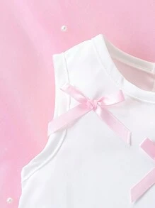 Vestido de niña bebé de primavera y verano de nueva moda, cómodo y elegante con decoración de lazo, de tela suave, adecuado para actividades tanto interiores como exteriores - Multicolor - Ver 7