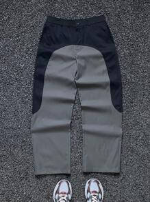 Manfinity VCAY Men's Casual Colorblock Patchwork Straight Leg Pants