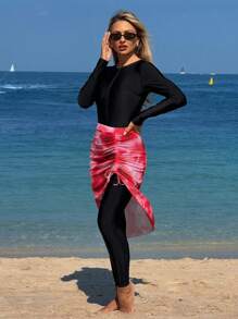 Swim Shayni Traje de baño para mujer de estilo medio oriental para Primavera, conjunto de cubierta con manga larga y pantalón conservador, unicolor negro de natación modesta, burkini árabe - Multicolor - Ver 6