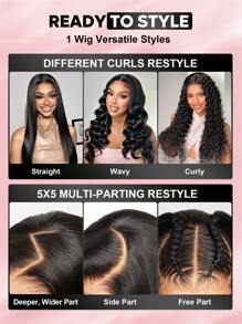 ALL READY WIG 5x5 Lace Front Body Wave Wigs With Bangs Wear And Go Glueless Human Hair Wigs For Women Lace Front Wigs 200% Density Brazilian Virgin Hair