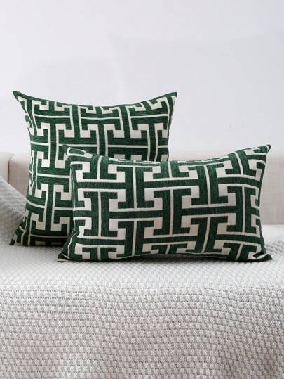 Chenille Jacquard Decorative Pillow Cover, Geometric Pattern For Living Room & Bedroom,Fall Decor,Autumn Decor,Room Decor