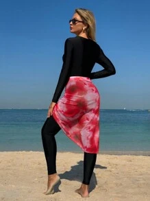 Swim Shayni Traje de baño para mujer de estilo medio oriental para Primavera, conjunto de cubierta con manga larga y pantalón conservador, unicolor negro de natación modesta, burkini árabe - Multicolor - Ver 2