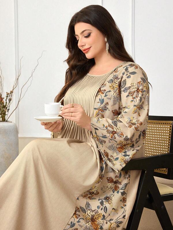 Al Najma Plus Size Women Arabic Style Casual Dress, Simple & Fashionable For Daily Wear,Modest