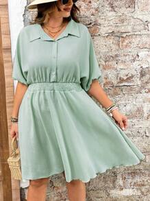 SHEIN LUNE Plus Size Women St. Patrick's Day Rave Outfits Bohemian Spring Break Dress