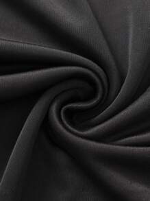 Women Solid Floral Lace Patchwork Fitted T-Shirt - Black - View 3