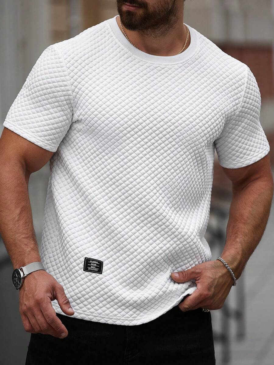 Manfinity Homme Áo thun nam tay ngắn họa tiết trơn màu đơn giản đa năng thường ngày cho nam Áo thun nam Quần áo nam Áo thun nam Phối đồ - trắng - Xem 1