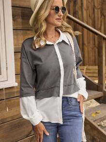 LanaWest Camisa casual estampada para mujer, ropa de vestir minimalista de moda para uso diario