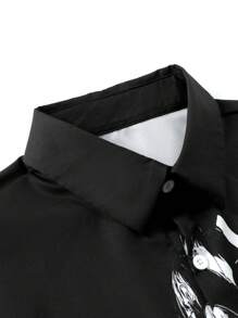 Manfinity LEGND Men's Simple Fashionable Casual Everyday Shirt - Black and White - View 5