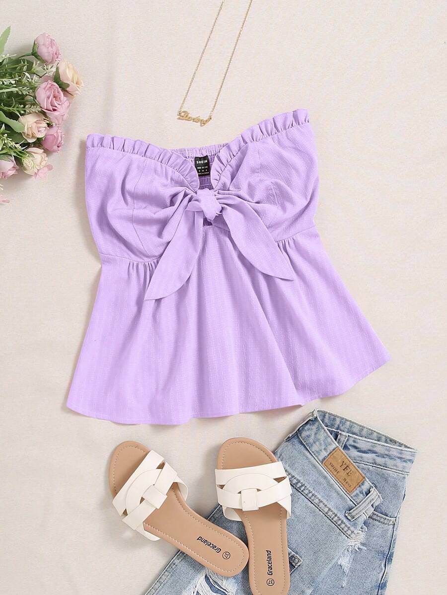 GlowEve Top tipo tubo bandeau de unicolor casual para vacaciones - Púrpura malva - Ver 1