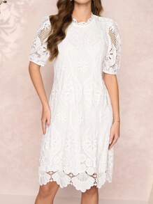 SHEIN Clasi Women's Lace Elegant Short Dress, Minimalist Stylish Casual Everyday Wear