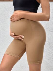 SHEIN Shorts casuales de maternidad, de unicolor, minimalistas y de moda para uso diario