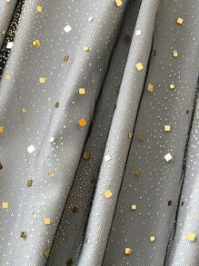 Celure Plus Size Elegant Polka Dot Mesh A-Line Skirt, Suitable For Office And Casual Dates Fall Cloth For Women