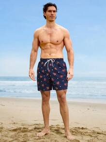 Surfspeed Men's Octopus Print Drawstring Waist Beach Shorts Men Swim Trunks - Multicolor - View 6