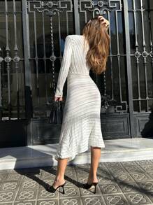 Pariaura Vestido casual asimétrico de corte entallado y vuelo para mujer, para primavera/otoño - Blanco - Ver 2