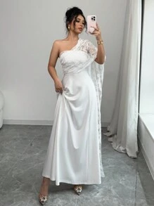 Rafferiza 女士紧身露肩美人鱼尾巴装饰连衣裙 - 白色 - 查看 6