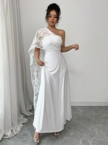 Rafferiza 女士紧身露肩美人鱼尾巴装饰连衣裙 - 白色 - 查看 3