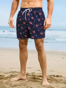 Surfspeed Men's Octopus Print Drawstring Waist Beach Shorts Men Swim Trunks - Multicolor - View 5