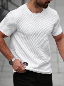 Manfinity Homme Áo thun nam tay ngắn họa tiết trơn màu đơn giản đa năng thường ngày cho nam Áo thun nam Quần áo nam Áo thun nam Phối đồ - trắng - Xem 3