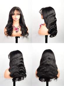 ALL READY WIG 5x5 Lace Front Body Wave Wigs With Bangs Wear And Go Glueless Human Hair Wigs For Women Lace Front Wigs 200% Density Brazilian Virgin Hair